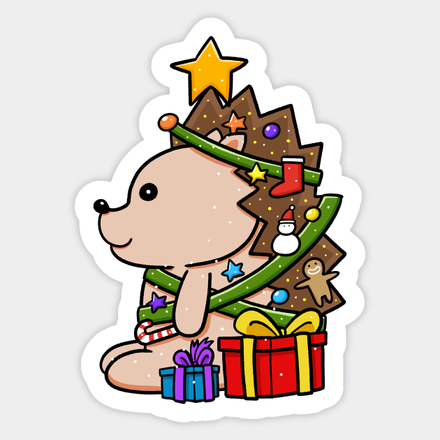 Hedgehog christmas tree Sticker by bubboboon